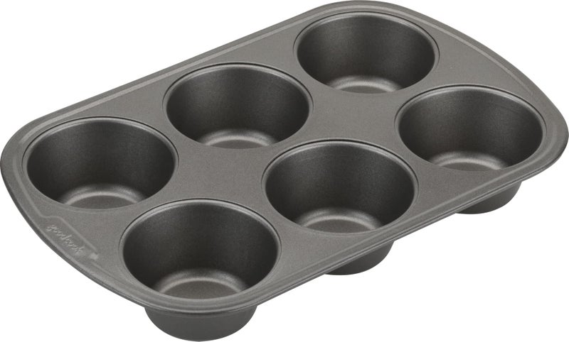 GoodCook Everyday Nonstick Steel Jumbo Texas Muffin Pan, 6-cup, Gray - Image 5