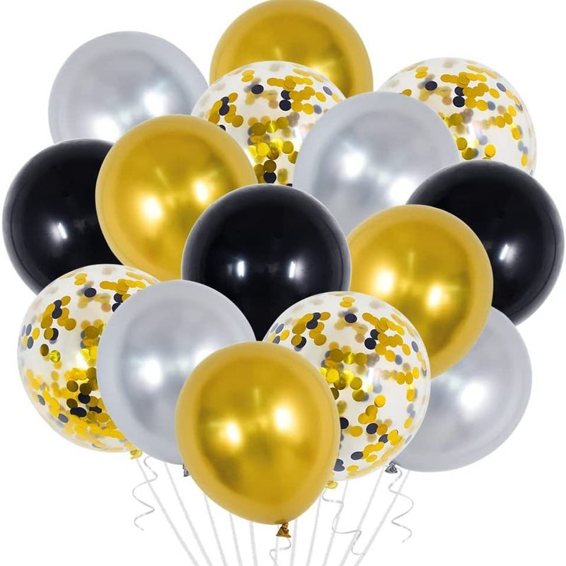 Kite Black, Gold, Silver, Confetti Balloon Set, Birthday Party, Wedding Decoration, Scene Layout, Latex Inflatable - Image 1