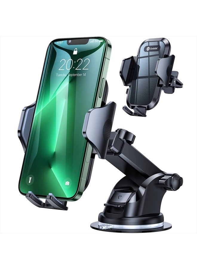 andobil Phone Mount for Car, [Ultra Stable, Big Phones & Thick Case Friendly] Adjustable Long Arm Cell Phone Holder for Car Dashboard Windshield Vent Fit for iPhone 14 13 12 Pro Max Samsung S23 Ultra - Image 1