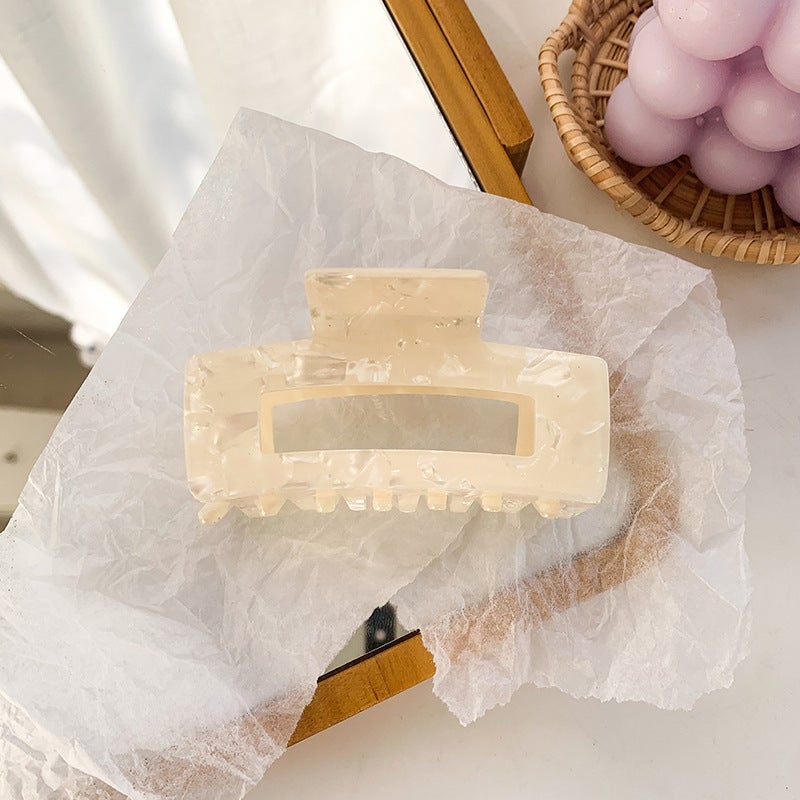 إسكدنيا Korean Internet Celebrity Large Acetic Acid Hairpin Grab Clip Elegant Broken Pattern Fashion Hair Grab Womens Hair Back Head Hairpin 3 M White