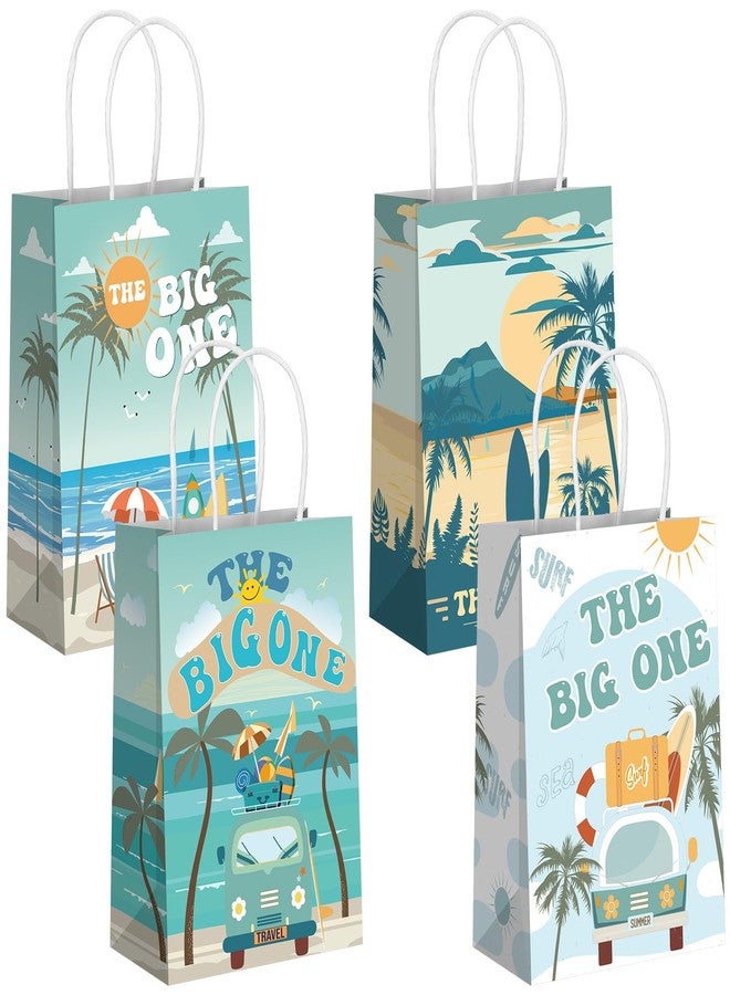 Kolldenn 12 Pcs The Big One Party Gift Bags Summer Surfing Treat Bags with Handles Retro Beach First Birthday Candy Goodie Pouch for Baby Shower 1st Birthday Party Supplies - Image 1