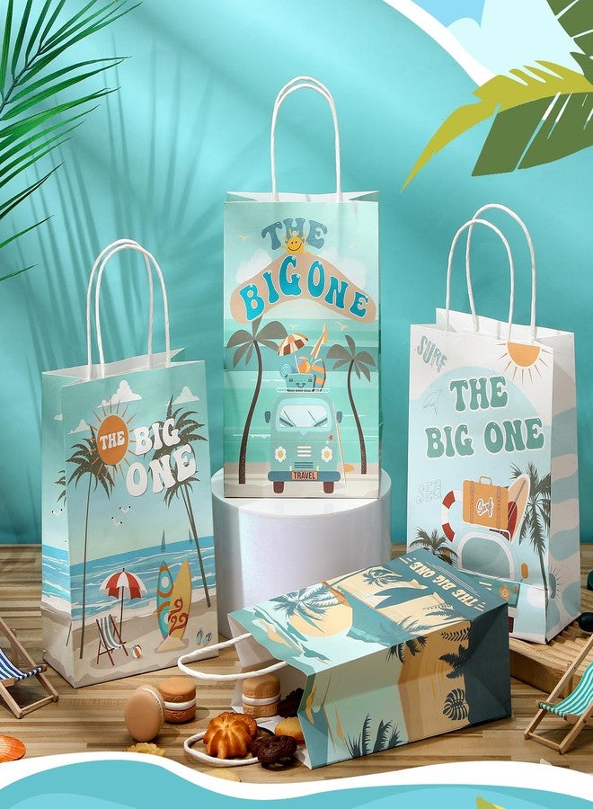 Kolldenn 12 Pcs The Big One Party Gift Bags Summer Surfing Treat Bags with Handles Retro Beach First Birthday Candy Goodie Pouch for Baby Shower 1st Birthday Party Supplies - Image 3