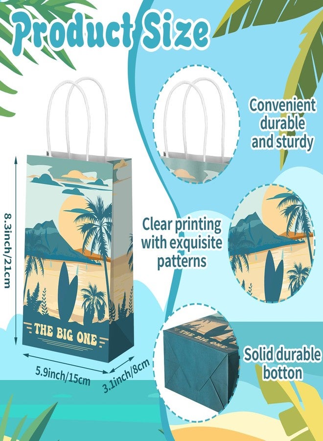 Kolldenn 12 Pcs The Big One Party Gift Bags Summer Surfing Treat Bags with Handles Retro Beach First Birthday Candy Goodie Pouch for Baby Shower 1st Birthday Party Supplies - Image 2