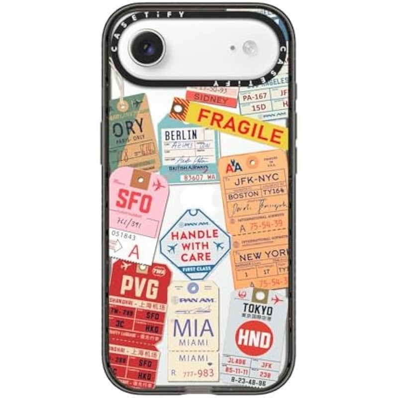 Casetify Impact iPhone Air Case 【Slim/Wireless Charging Compatible / 8.2 ft. 4X Military Grade Drop Protection】 - AirTags - Clear Black - Image 1