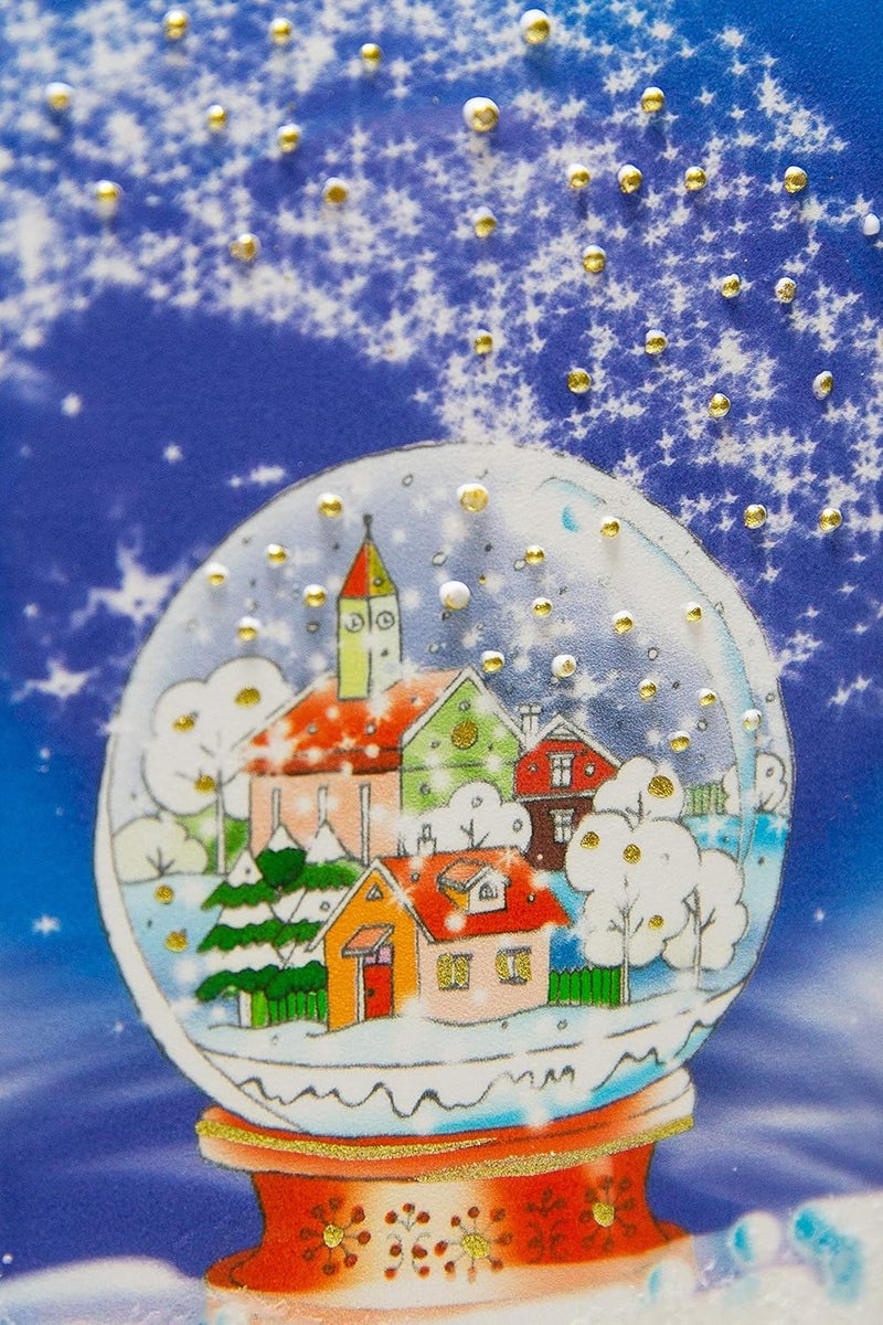 Snow Globe Candle with Snowy Town - Flat, Decorative, Hand Painted Christmas Candle Gifts for Women or Men - 6 inches