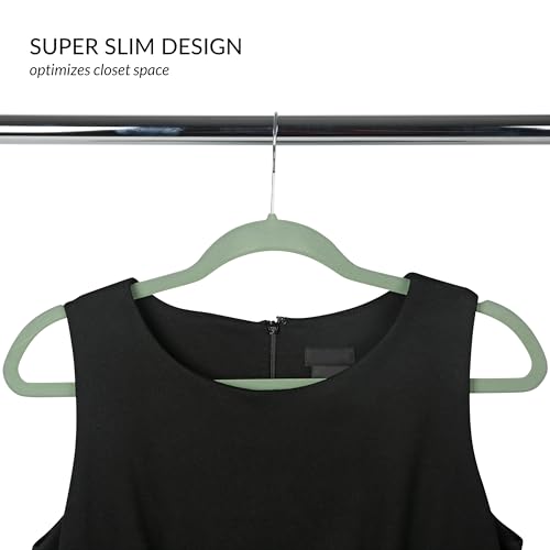 Simplify Slim Velvet Clothes Hangers | 50 Pack | Non-Slip | Shirts | Suit | Pants | Dresses | Garments | Closet Storage & Organization | Durable | Sage - Image 3