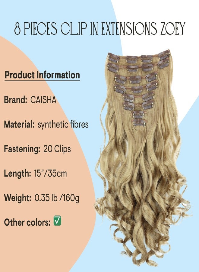 كايشا مجموعة وصلات شعر CAISHA XXL مقاس 14 بوصة، 8 قطع، بمشابك، وصلات شعر كثيفة ومموجة بلون أشقر داكن CES106-1 - Image 2