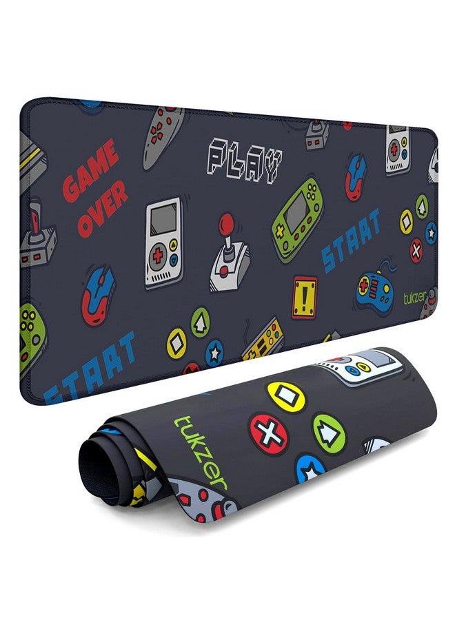Tukzer Large Size (795mm x 298mm x 3.45mm) Extended Gaming Mouse Pad| Stitched Embroidery Edges| Non-Slip Rubber Base |for Computer Laptop | Keyboard Mouse Pad for Office & Home (Retro-Game) - Image 1