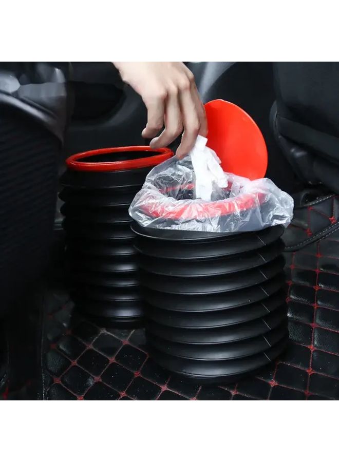 Black Car Foldable Trash Can With Cover Portable Collapsible Bin For Vehicle Kitchen Outdoor - Image 2