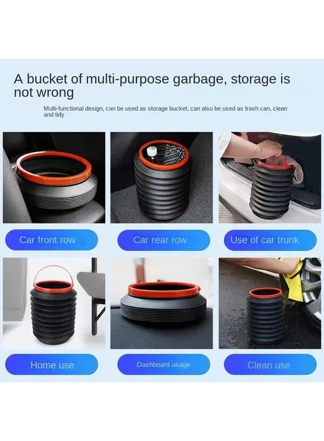 Black Car Foldable Trash Can With Cover Portable Collapsible Bin For Vehicle Kitchen Outdoor - Image 4