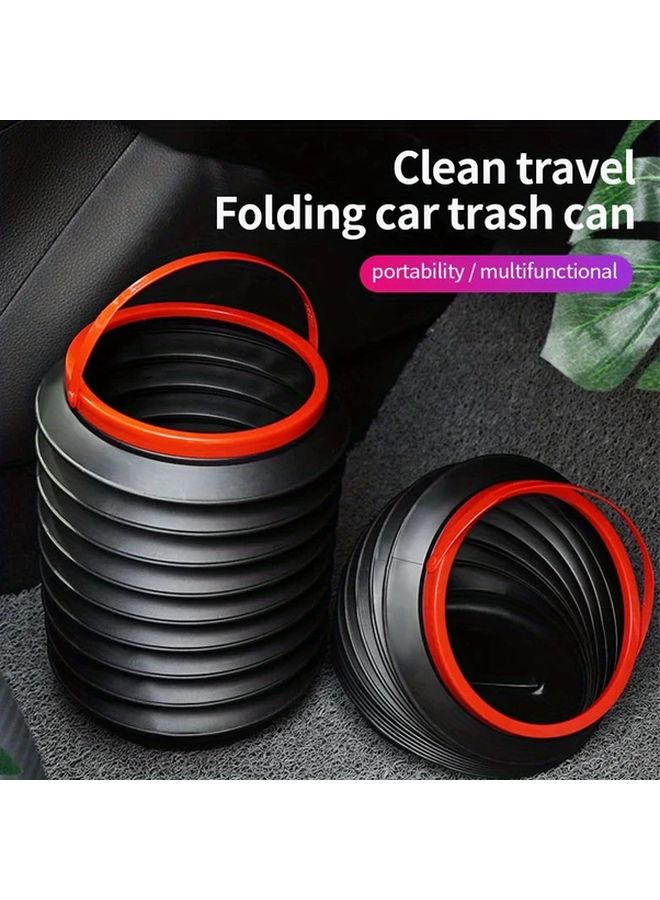 Black Car Foldable Trash Can With Cover Portable Collapsible Bin For Vehicle Kitchen Outdoor - Image 1