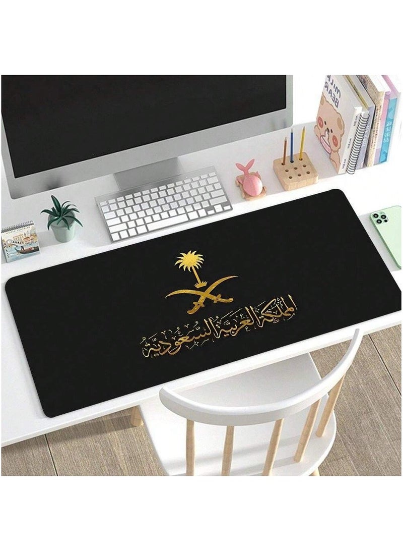 Stylish, Saudi Kingdom Designed Mouse Pad With Non-Slip Rubber Base, Size 900x400mm  - Image 1