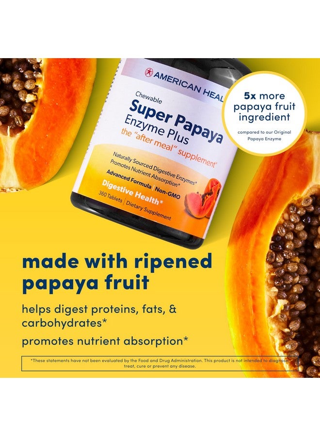 American Health, Super Papaya Enzyme Plus Chewable Tablets, 360 Count - Image 2