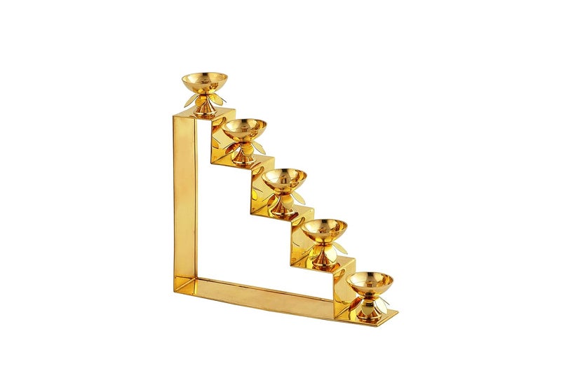 Akshata AKSHATA Brass Diya for Puja Home Office Mandir Akhand Jyot Diya Deepak for Diwali Festival Gift Item DYASTAIRS5K 1PIECE  - Image 1