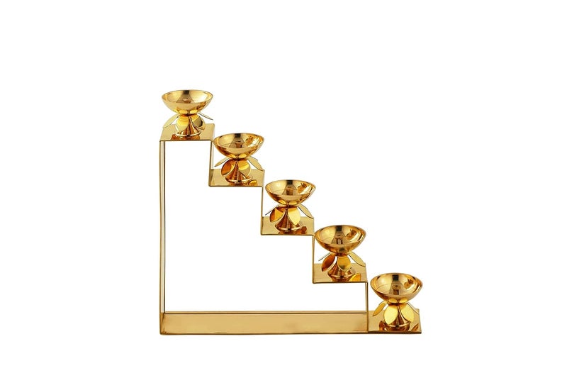 Akshata AKSHATA Brass Diya for Puja Home Office Mandir Akhand Jyot Diya Deepak for Diwali Festival Gift Item DYASTAIRS5K 1PIECE  - Image 2