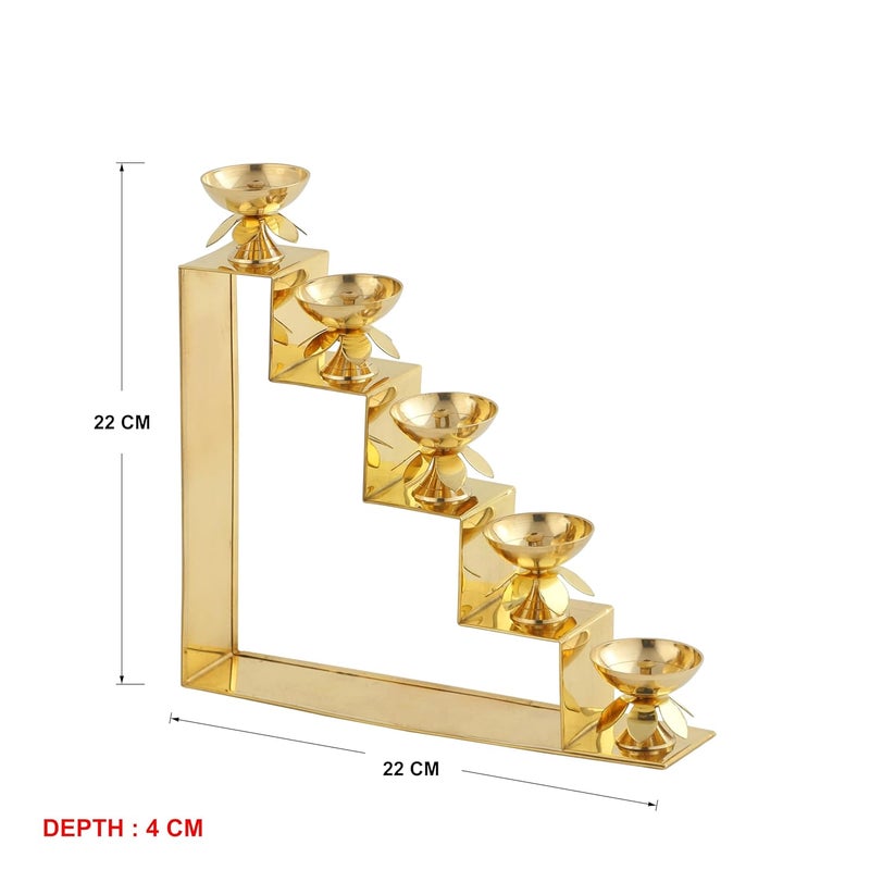 Akshata AKSHATA Brass Diya for Puja Home Office Mandir Akhand Jyot Diya Deepak for Diwali Festival Gift Item DYASTAIRS5K 1PIECE  - Image 4