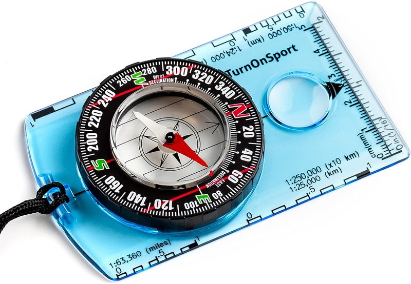 TurnOnSport Orienteering Compass - Advanced Scout Compass for Hiking, Camping, and Backpacking - Best Survival Gifts for Kids - Image 1