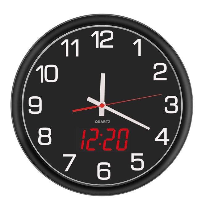 NIGHT LIGHT WALL CLOCK BATTERY OPERATED WITH LED DISPLAY 12 INCH SILENT NONTICKING QUARTZ WALL CLOCK FOR BEDROOMS CLASSROOM KITCHEN LIVING ROOM