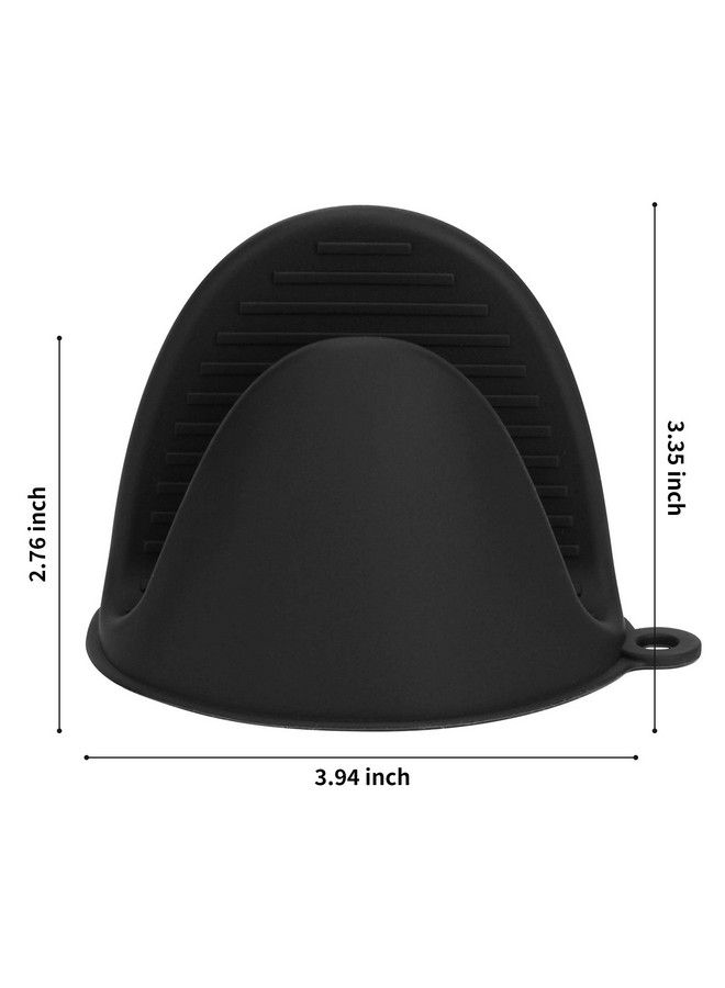tifanso Silicone Oven Mitts Pot Holders Sets For Kitchen Heat Resistant Small Kitchen Mittens Rubber Air Fryer Mitts Mini Pot Pinch Grip For Cooking And Baking 1 Pair (Black)  - Image 3
