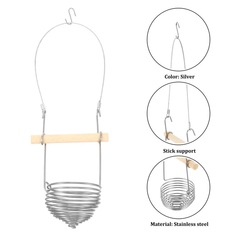 Stainless Steel Hanging Parrot Feeder Cage Food Cup Tray for Indoor Pet Birds - Image 4