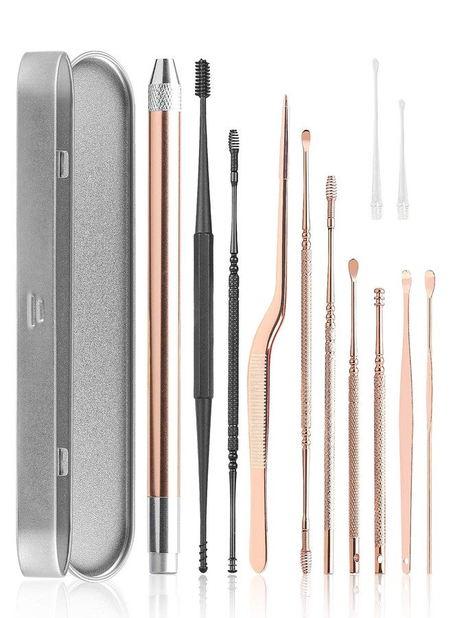 SKINPLUS Ear Wax Remover Tool Kit Stainless Steel Ear Cleaning Tool Reusable Ear Wax Removal Earpick Ear Cleaner Ear Wax Picker Ear Curette Cleaner Ear for Adults and Kids Ear Care Tool - 10 Pcs - Image 1
