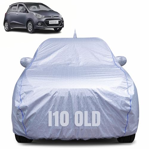 CABIUS 100% Waterproof Car Body Cover for Hyundai i10 Old with Mirror Pocket, Heat & UV Resistant, Triple Stitched, Soft Lining, Bottom Elastic & Piping (Silver Reflective) - Image 1