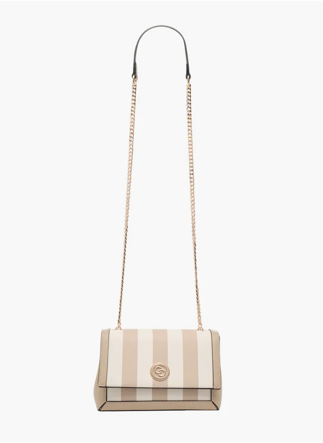 سيليست Women's Striped Crossbody Bag with Chain Strap