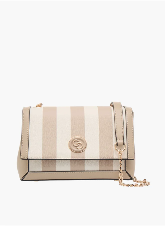 سيليست Women's Striped Crossbody Bag with Chain Strap