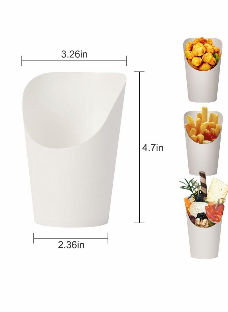 SOLARAE 50-Pack Disposable French Fry Holders, 14oz Paper Charcuterie Cups, Take-out Party Food Trays, Waffle Paper Popcorn Boxes, Sandwich Paper Cups, Wedding Food Cones (White) - Image 5