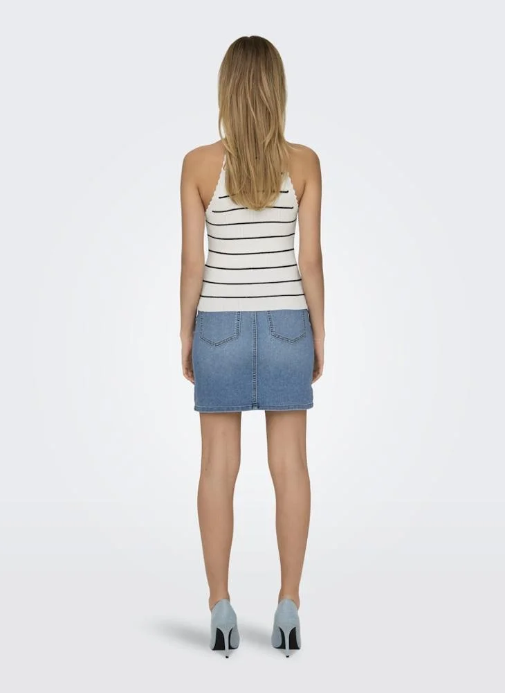 ONLY Onlgemma Scallop Stripe O-Neck Top