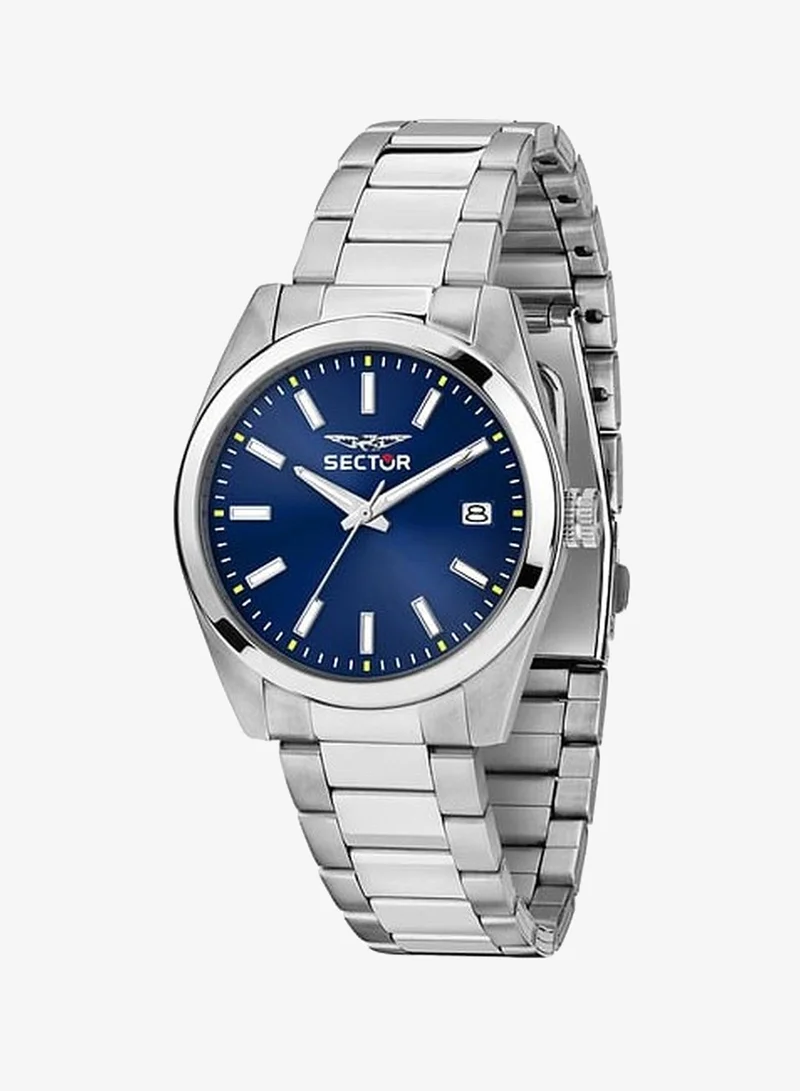 Sector 240 Collection Men's Analog Watch - Blue Sunray Dial, 37mm Stainless Steel Case, Silver Stainless Steel Bracelet, Quartz, 50M Water Resistant - R3253240028