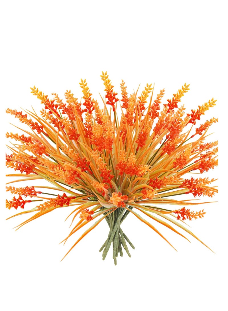 Excefore 12 Bundles Artificial Flowers, UV Resistant Lavender Fake Flowers, Artificial Fall Flowers for Outdoors, Suitable for Home Porch Window Decoration (Orange)  - Image 1