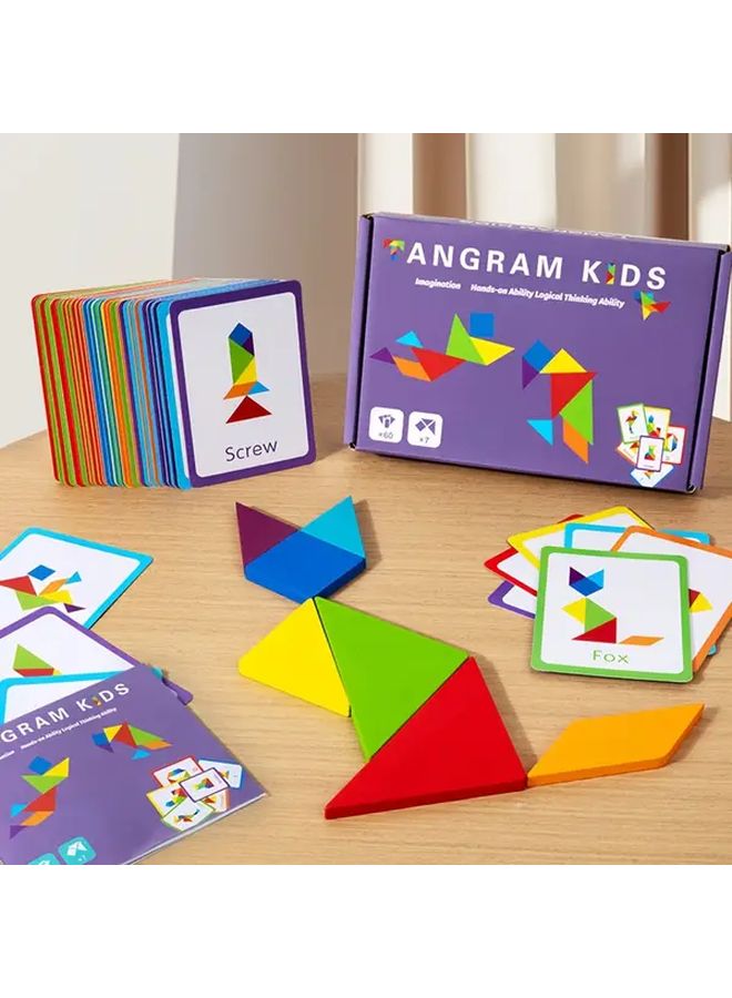 لغز تانغرام الملون في صندوق يعزز مهارات الذاكرة والمنطق والتفكير العكسي - Image 2