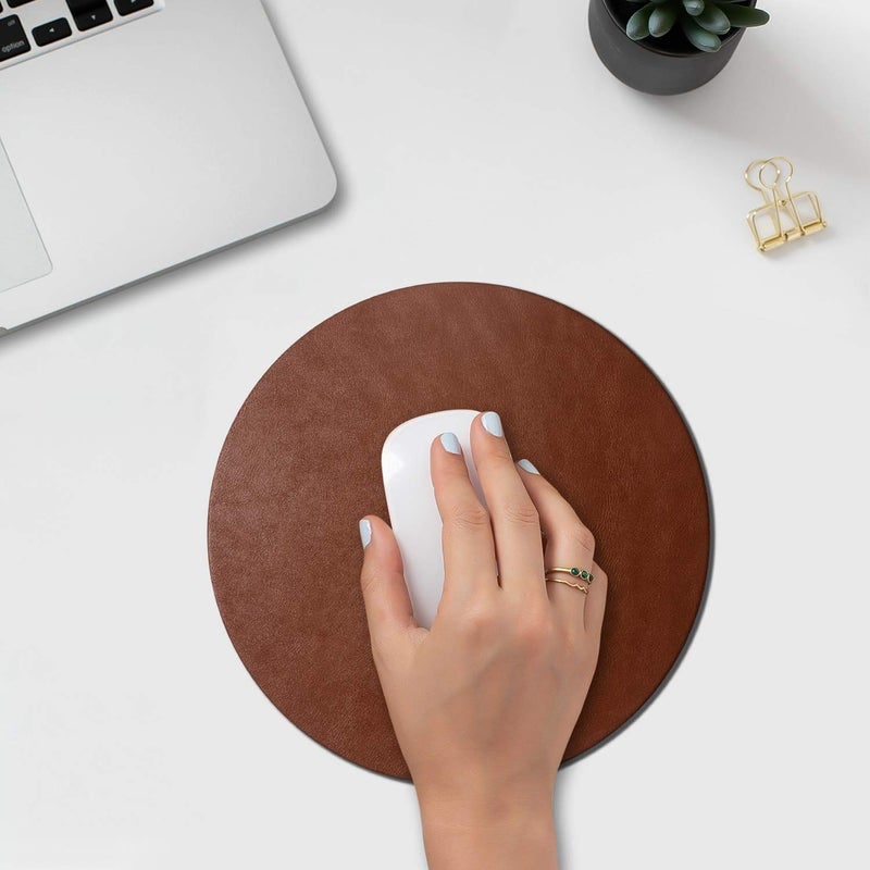 Daily Objects Orb Mouse Pad | Extended for Laptop, for PC, and Wireless Mouse | Handcrafted | Anti-Slip, Anti-Skid | Large Premium Vegan Leather Finish for Home, Office, Gaming - Tan - Image 2