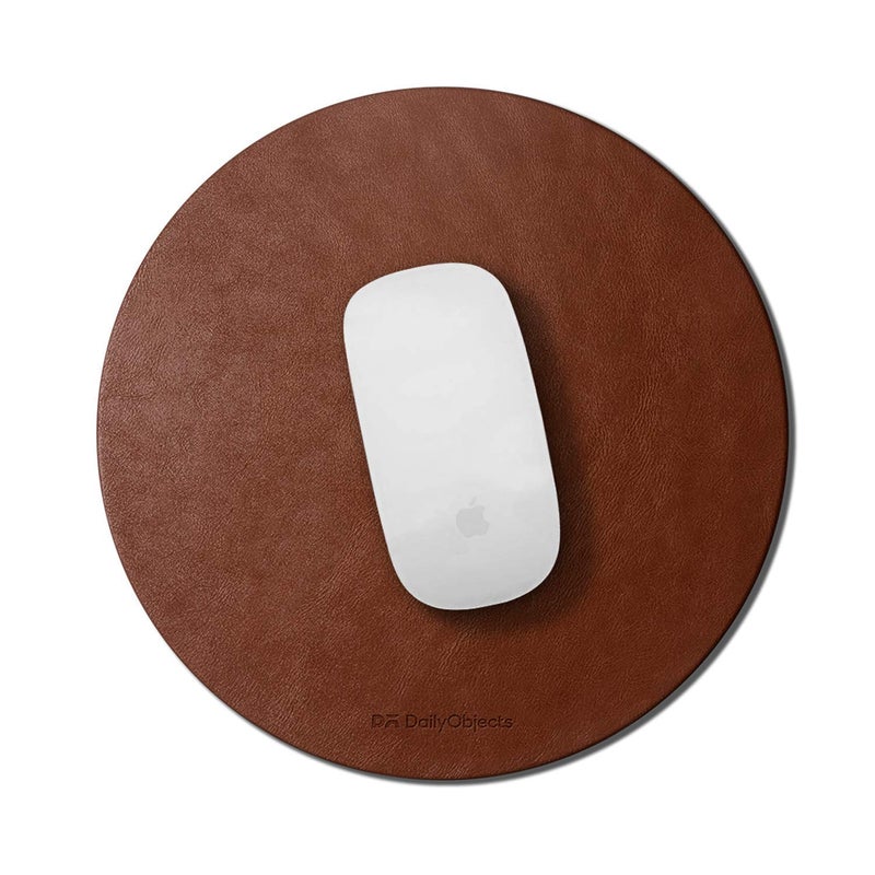 Daily Objects Orb Mouse Pad | Extended for Laptop, for PC, and Wireless Mouse | Handcrafted | Anti-Slip, Anti-Skid | Large Premium Vegan Leather Finish for Home, Office, Gaming - Tan - Image 1