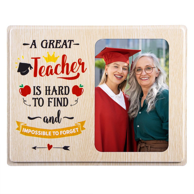 WhatSign Teacher Picture Frame  4x6 Photo Wooden Teachers Photo Frame for Thank You Teacher End of School Year Gifts Picture Frames for Graduation Back to School Decorations