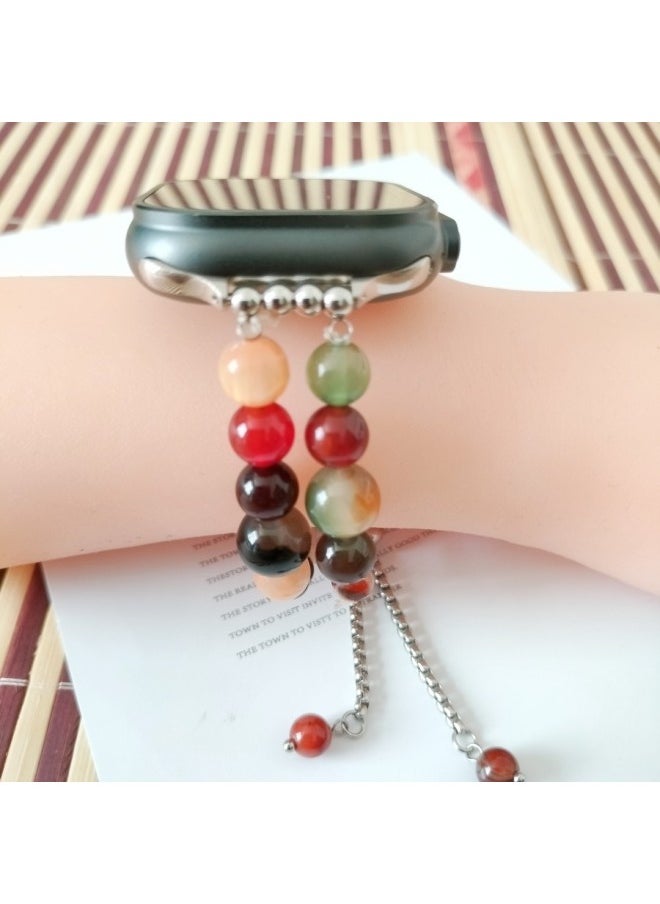 Suitable For Applewatch Watch With Magic Color Agate For Apple Watch Iwatch8/7/se Generation Original Stone Bracelet-color:Symphony Agate Strap 42/44/45/49mm