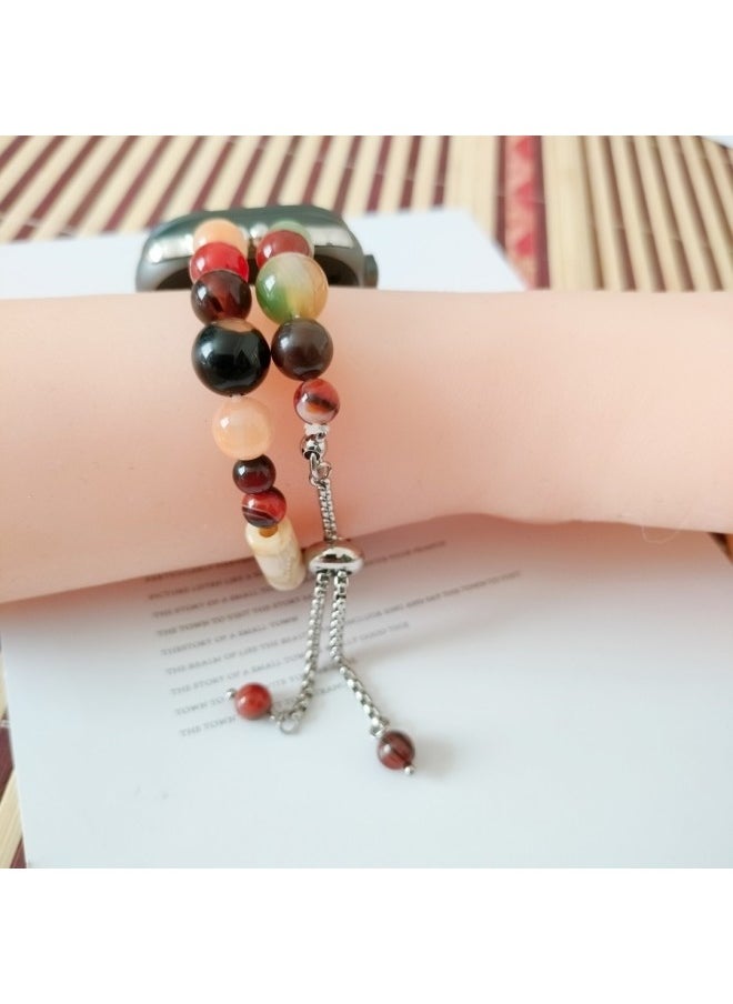 Suitable For Applewatch Watch With Magic Color Agate For Apple Watch Iwatch8/7/se Generation Original Stone Bracelet-color:Symphony Agate Strap 42/44/45/49mm