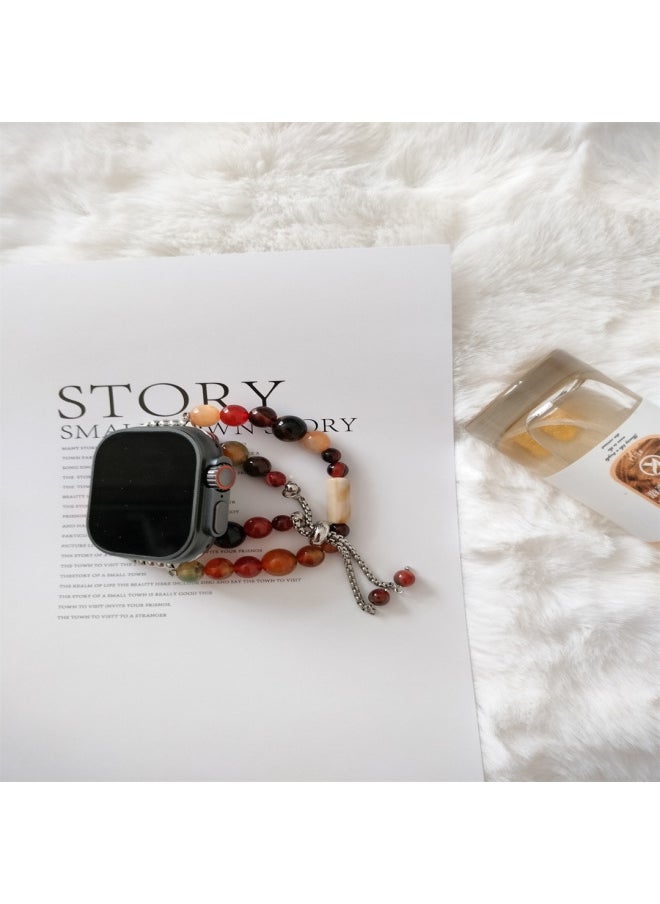 Suitable For Applewatch Watch With Magic Color Agate For Apple Watch Iwatch8/7/se Generation Original Stone Bracelet-color:Symphony Agate Strap 42/44/45/49mm