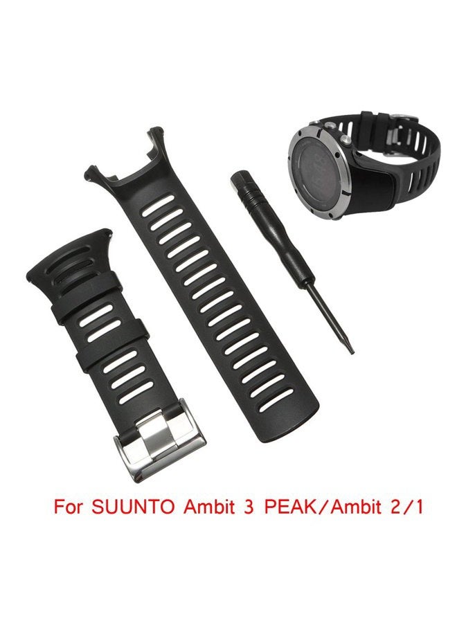 VANTIYAUS Watch Band Strap, Soft Black Rubber Replacement Watch Band Strap with Free Tool for SUUNTO Ambit 3 Peak/Ambit 2/1 - Image 3