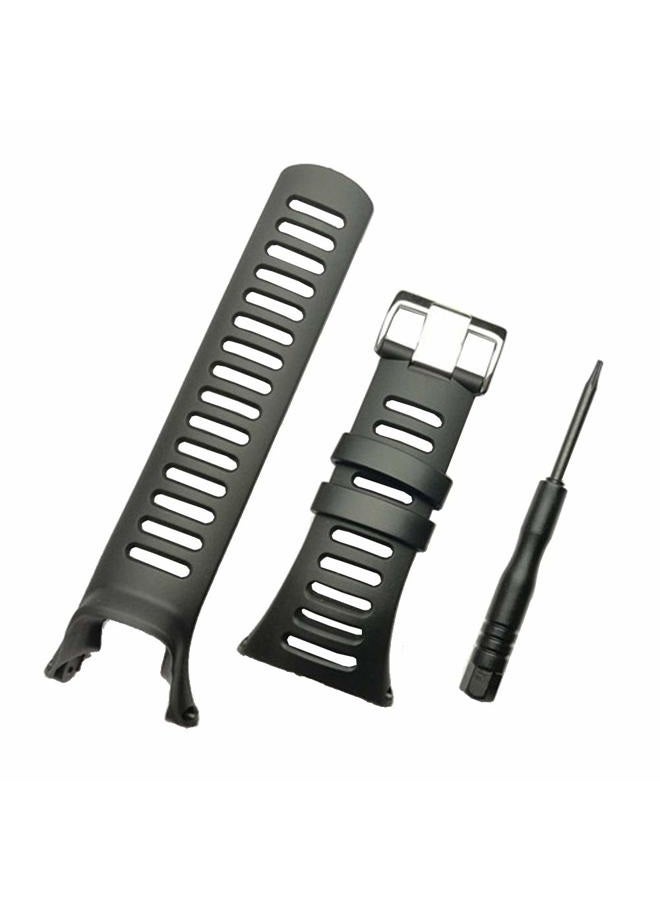 VANTIYAUS Watch Band Strap, Soft Black Rubber Replacement Watch Band Strap with Free Tool for SUUNTO Ambit 3 Peak/Ambit 2/1 - Image 1