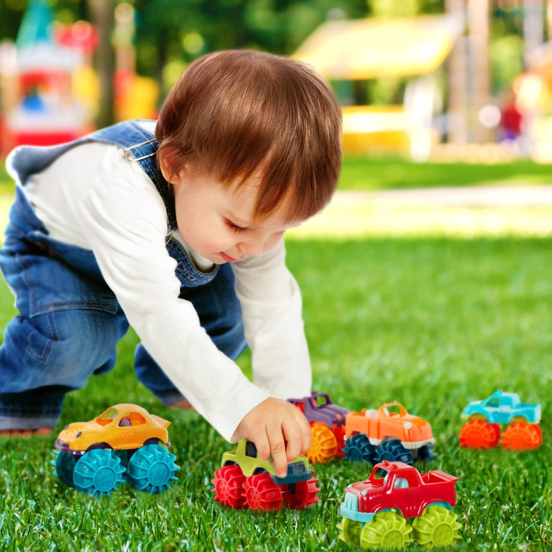 Battat - Plastic Toy Cars - 6 Pack & Storage Bag - Colorful Toddler Trucks - Easy To Clean - 2+ Years - Mini Monster Trucks - Image 2