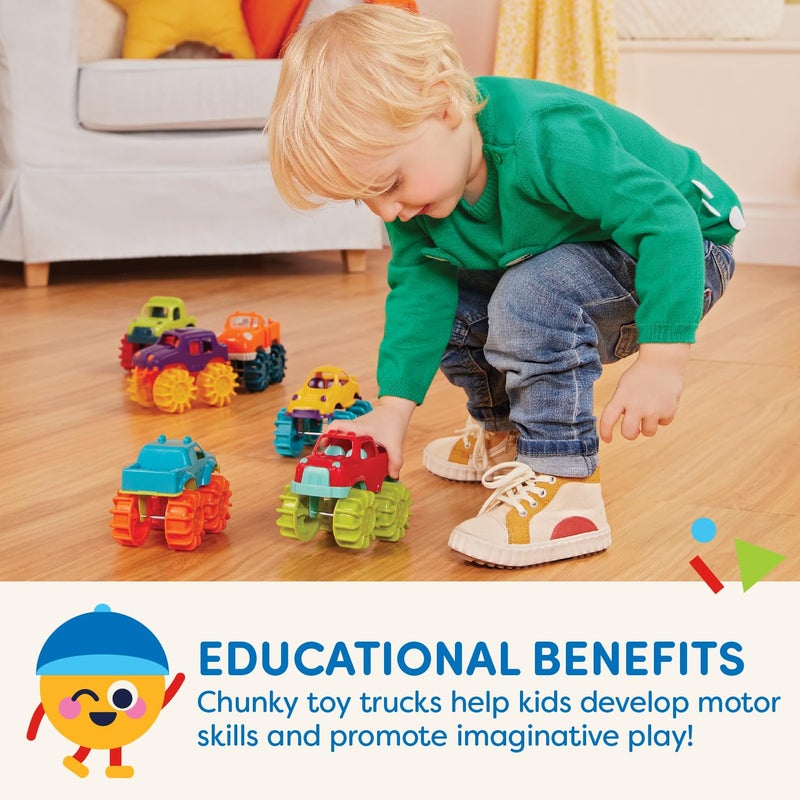 Battat - Plastic Toy Cars - 6 Pack & Storage Bag - Colorful Toddler Trucks - Easy To Clean - 2+ Years - Mini Monster Trucks - Image 4