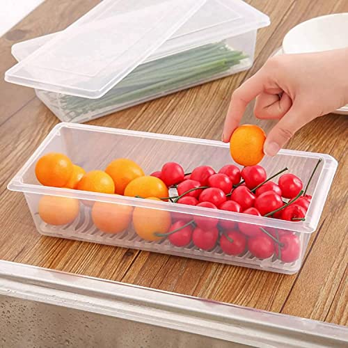 RIOMAX Fridge Storage Boxes Fridge Organizer with Removable Drain Plate & Lid Stackable Fridge Storage Freezer Storage Containers for Fish, Meat, Vegetables, Fruits (1500ML, Pack of 3, Polypropylene) - Image 5