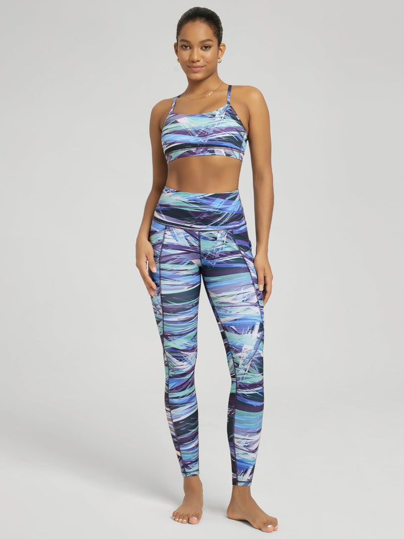 ODODOS Women's High Waisted Full Length Yoga Leggings with Pockets, 28" Inseam Tummy Control Non See Through Workout Athletic Running Yoga Pants, Graphic Purple, Medium - Image 3