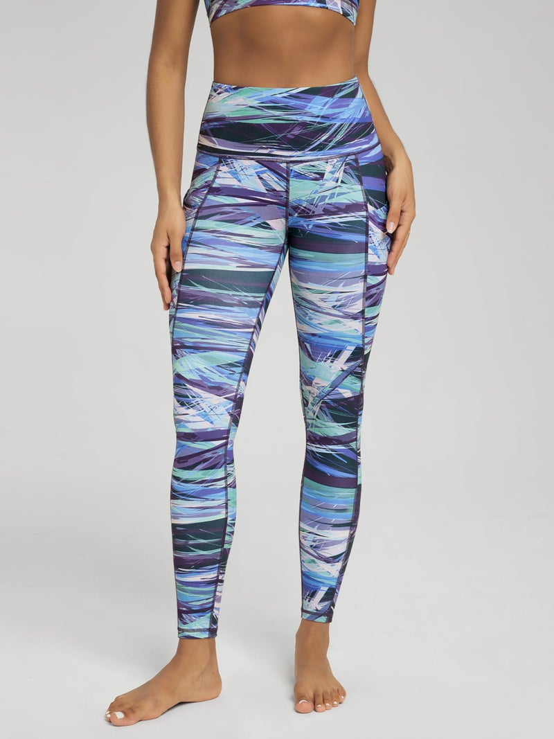 ODODOS Women's High Waisted Full Length Yoga Leggings with Pockets, 28" Inseam Tummy Control Non See Through Workout Athletic Running Yoga Pants, Graphic Purple, Medium - Image 2