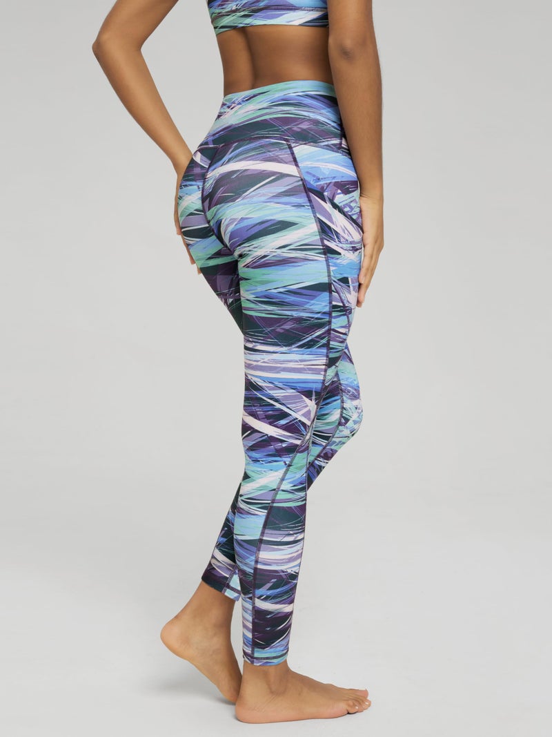 ODODOS Women's High Waisted Full Length Yoga Leggings with Pockets, 28" Inseam Tummy Control Non See Through Workout Athletic Running Yoga Pants, Graphic Purple, Medium - Image 4