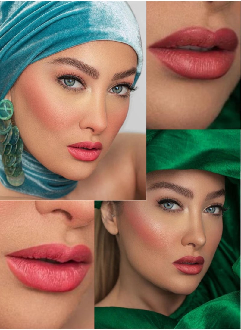 GLOR Glor Endless Charm Lipstick– Intense Long-Lasting Color, Luxurious Moisture, Ultra-Creamy Formula for Beautiful Lips-Affogato + Whispering Rose + 1 Beauty Blender + 1 Cosmetic Bag  - Image 2