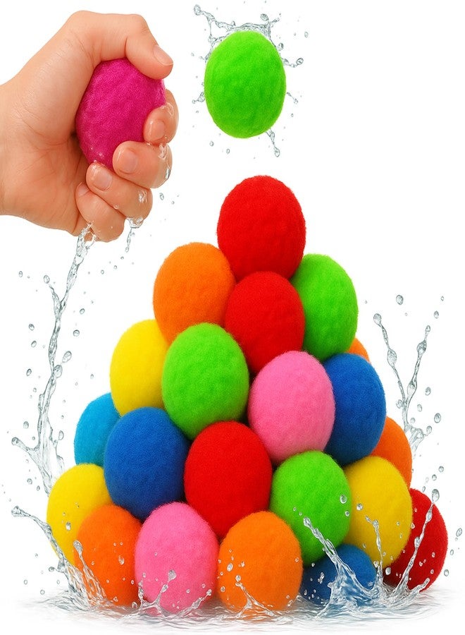 ROHSCE Reusable Water Balloons, Splash Balls, 2 Inch Soft Cotton Water Balls, Soaker Balls for Kids, Outdoor Beach Game, Summer Pool Toys, Backyard, Beach, Lawn, Party Fun Gifts, 50PCS - Image 1