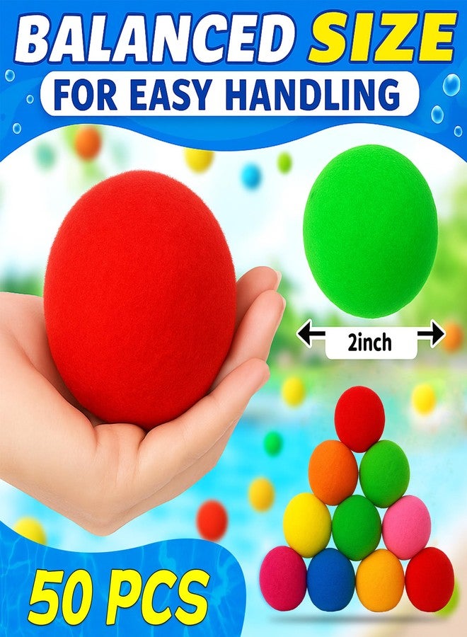 ROHSCE Reusable Water Balloons, Splash Balls, 2 Inch Soft Cotton Water Balls, Soaker Balls for Kids, Outdoor Beach Game, Summer Pool Toys, Backyard, Beach, Lawn, Party Fun Gifts, 50PCS - Image 2